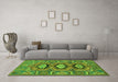 Machine Washable Persian Green Traditional Area Rugs in a Living Room,, wshtr4035grn