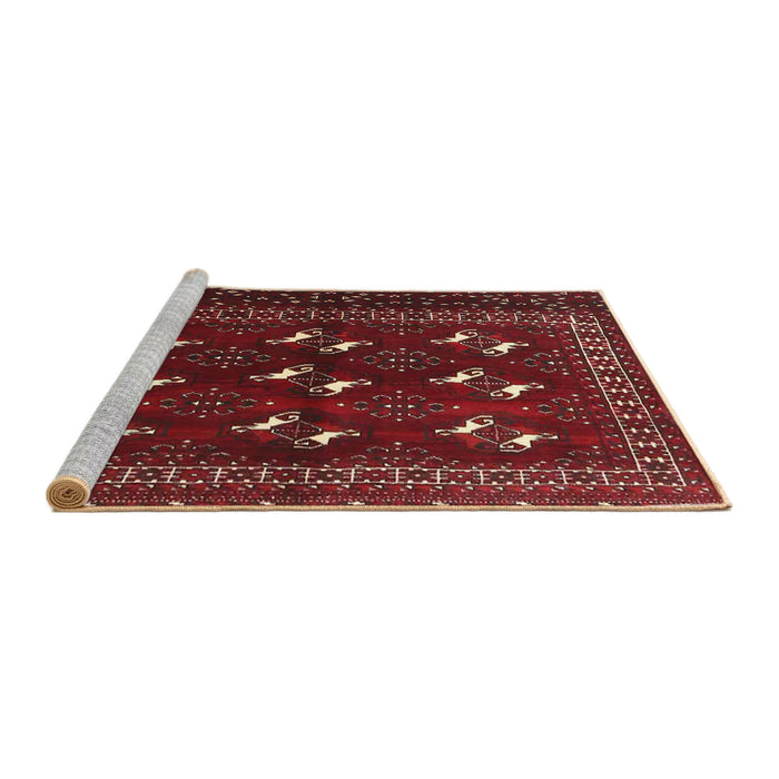 Sideview of Machine Washable Traditional Chestnut Brown Rug, wshtr4036
