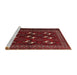 Sideview of Machine Washable Traditional Chestnut Brown Rug, wshtr4036