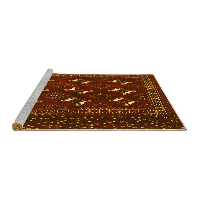 Sideview of Machine Washable Persian Yellow Traditional Rug, wshtr4036yw