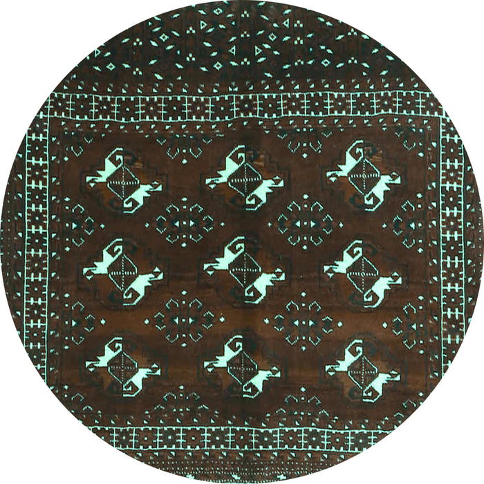 Round Persian Turquoise Traditional Rug, tr4036turq