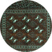 Round Persian Turquoise Traditional Rug, tr4036turq