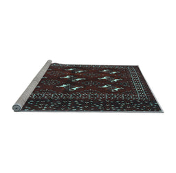 Sideview of Machine Washable Persian Light Blue Traditional Rug, wshtr4036lblu