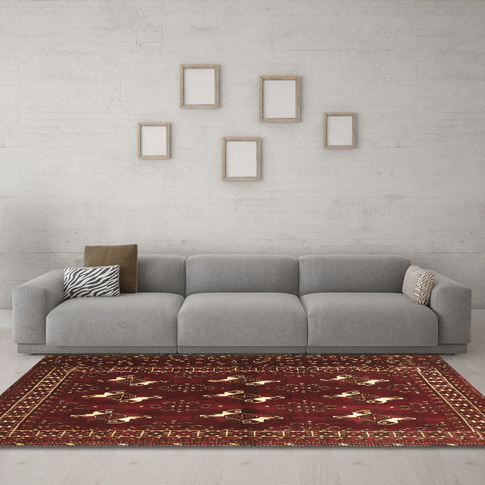 Machine Washable Persian Brown Traditional Rug in a Living Room,, wshtr4036brn
