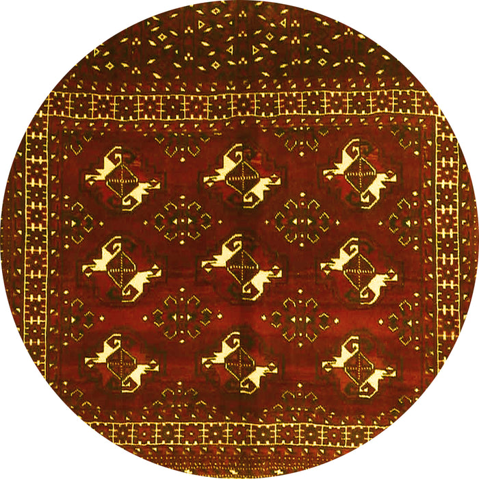 Round Persian Yellow Traditional Rug, tr4036yw