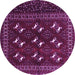 Round Machine Washable Persian Purple Traditional Area Rugs, wshtr4036pur