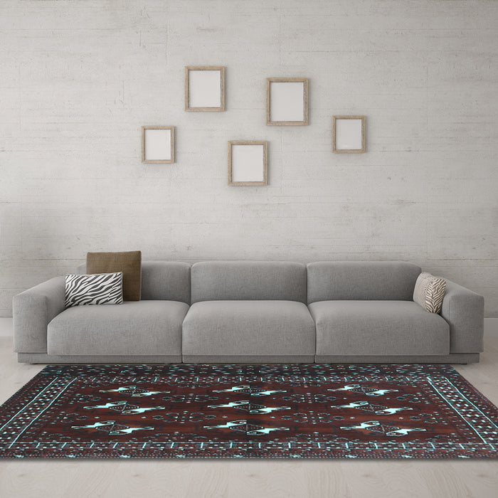Machine Washable Persian Light Blue Traditional Rug in a Living Room, wshtr4036lblu
