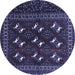 Round Machine Washable Persian Blue Traditional Rug, wshtr4036blu