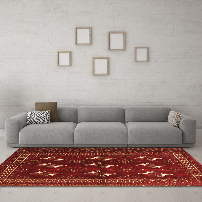 Machine Washable Persian Orange Traditional Area Rugs in a Living Room, wshtr4036org