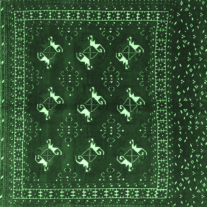 Square Machine Washable Persian Emerald Green Traditional Area Rugs, wshtr4036emgrn