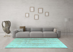 Machine Washable Persian Light Blue Traditional Rug in a Living Room, wshtr4037lblu