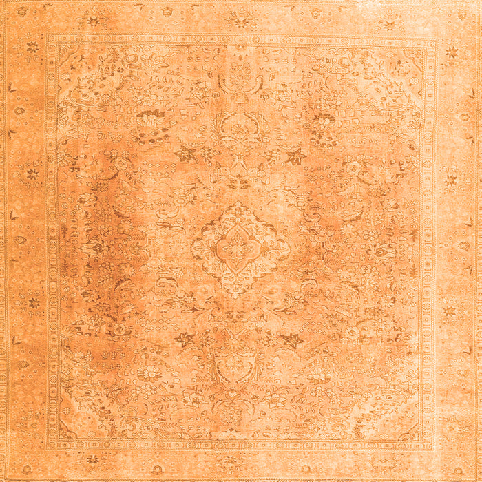 Round Machine Washable Persian Orange Traditional Area Rugs, wshtr4037org