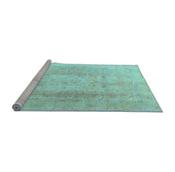Sideview of Machine Washable Persian Light Blue Traditional Rug, wshtr4037lblu