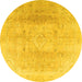 Round Persian Yellow Traditional Rug, tr4037yw