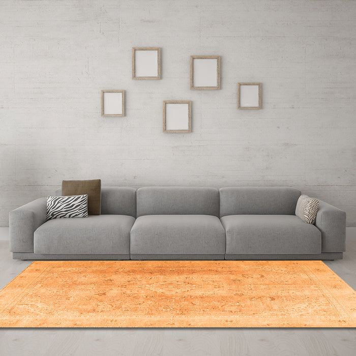 Machine Washable Persian Orange Traditional Area Rugs in a Living Room, wshtr4037org