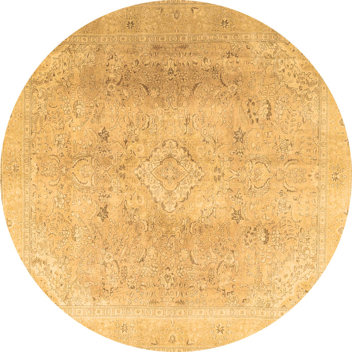 Round Machine Washable Persian Brown Traditional Rug, wshtr4037brn