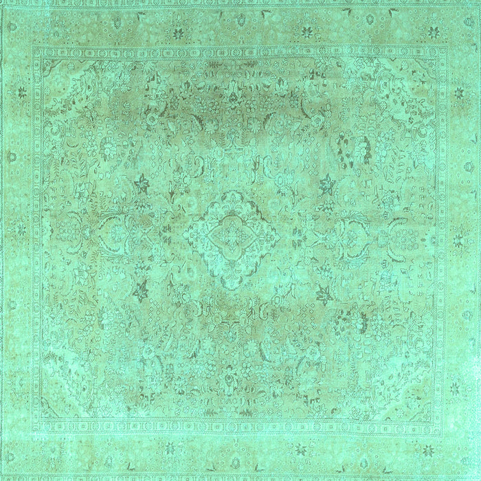 Square Machine Washable Persian Turquoise Traditional Area Rugs, wshtr4037turq