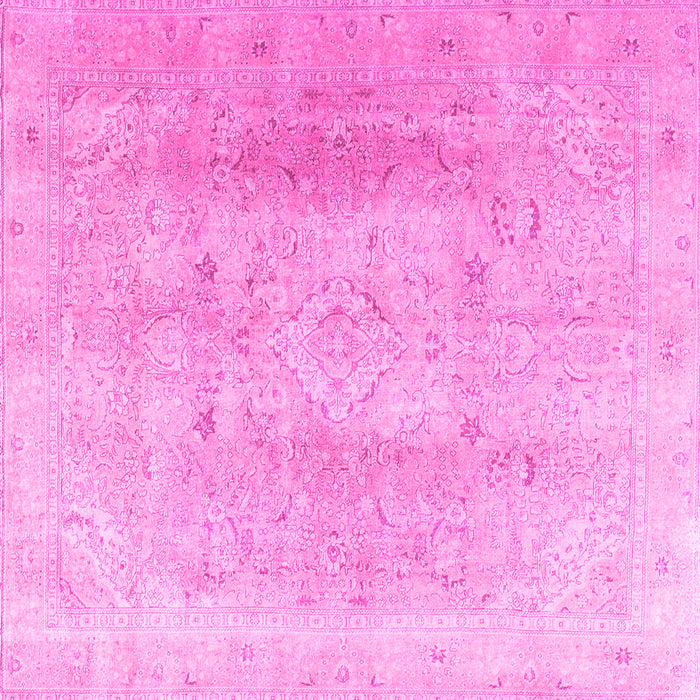 Square Machine Washable Persian Pink Traditional Rug, wshtr4037pnk
