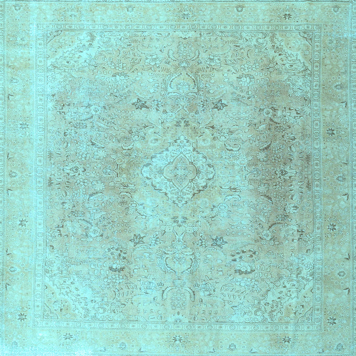 Square Machine Washable Persian Light Blue Traditional Rug, wshtr4037lblu