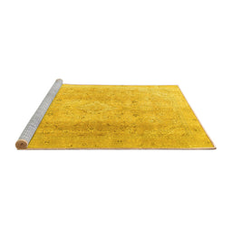 Sideview of Machine Washable Persian Yellow Traditional Rug, wshtr4037yw