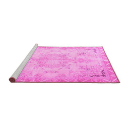 Sideview of Machine Washable Persian Pink Traditional Rug, wshtr4038pnk