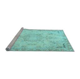 Sideview of Machine Washable Persian Light Blue Traditional Rug, wshtr4038lblu