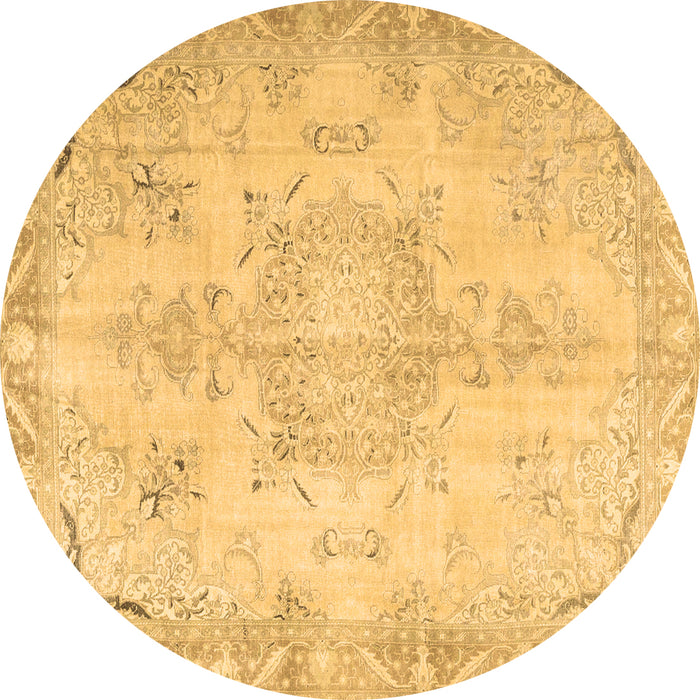 Round Persian Brown Traditional Rug, tr4038brn