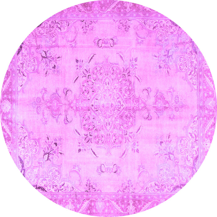 Round Machine Washable Persian Purple Traditional Area Rugs, wshtr4038pur