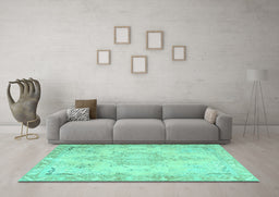 Machine Washable Persian Turquoise Traditional Area Rugs in a Living Room,, wshtr4038turq