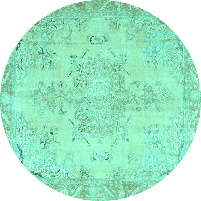 Round Persian Turquoise Traditional Rug, tr4038turq