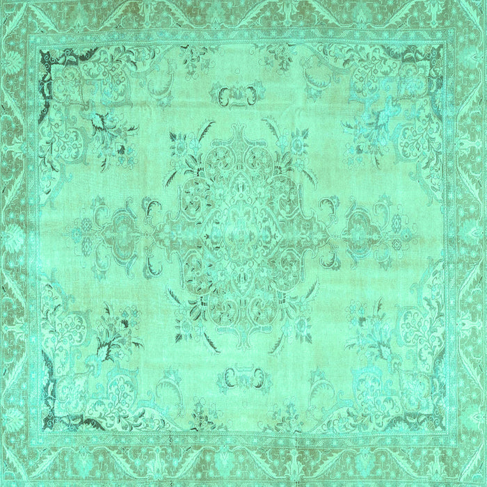 Square Machine Washable Persian Turquoise Traditional Area Rugs, wshtr4038turq