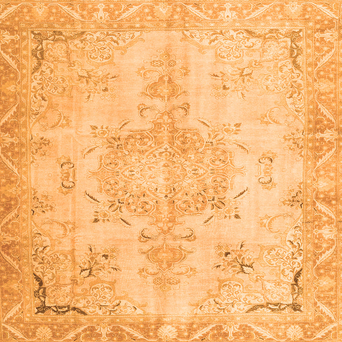 Round Machine Washable Persian Orange Traditional Area Rugs, wshtr4038org