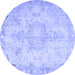 Round Persian Blue Traditional Rug, tr4038blu