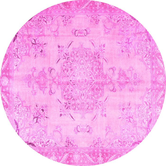Round Persian Pink Traditional Rug, tr4038pnk