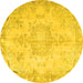 Round Machine Washable Persian Yellow Traditional Rug, wshtr4038yw