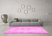 Machine Washable Persian Pink Traditional Rug in a Living Room, wshtr4038pnk