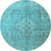 Round Persian Light Blue Traditional Rug, tr4039lblu