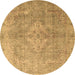Round Persian Brown Traditional Rug, tr4039brn