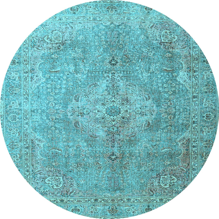Round Machine Washable Persian Light Blue Traditional Rug, wshtr4039lblu