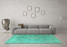 Machine Washable Persian Turquoise Traditional Area Rugs in a Living Room,, wshtr4039turq