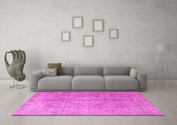 Machine Washable Persian Pink Traditional Rug in a Living Room, wshtr4039pnk