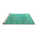 Sideview of Machine Washable Persian Turquoise Traditional Area Rugs, wshtr4039turq