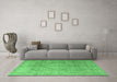 Machine Washable Persian Emerald Green Traditional Area Rugs in a Living Room,, wshtr4039emgrn