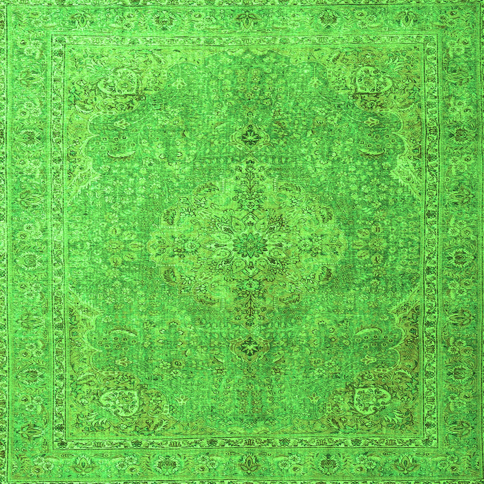 Round Machine Washable Persian Green Traditional Area Rugs, wshtr4039grn