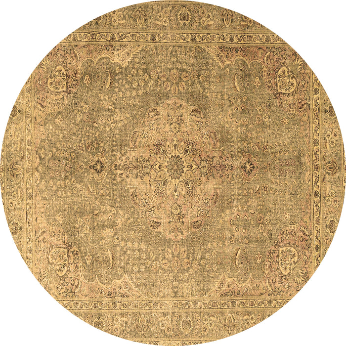 Round Machine Washable Persian Brown Traditional Rug, wshtr4039brn