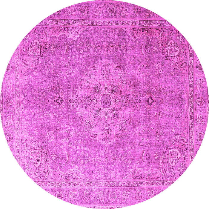 Round Machine Washable Persian Pink Traditional Rug, wshtr4039pnk