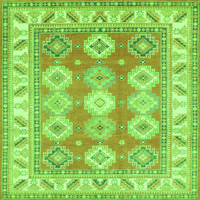 Serging Thickness of Geometric Green Traditional Rug, tr403grn