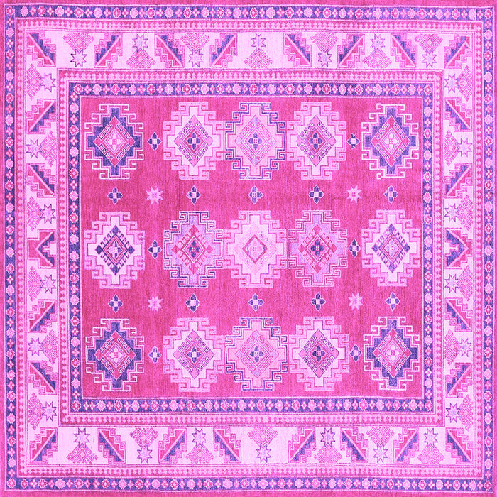 Square Machine Washable Geometric Purple Traditional Area Rugs, wshtr403pur