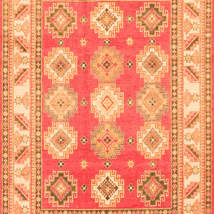 Serging Thickness of Machine Washable Geometric Orange Traditional Area Rugs, wshtr403org