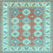 Square Geometric Light Blue Traditional Rug, tr403lblu